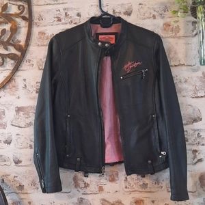 Harley-Davidson Women's Pink Label Black Leather Jacket